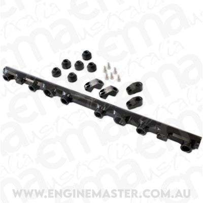 Aeroflow AF64-2259BLK for Toyota 2JZ-GTE Billet EFI Fuel Rail - Black Suit 14mm Full Length Fuel Injectors -8ORB Ports