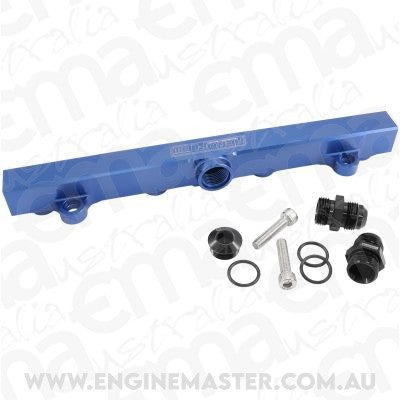 AeroFlow AF64-2221 Mitsubishi Evolution 4-9 4G63 Billet EFI Fuel Rails - Blue Suit 14mm Full Length Fuel Injectors -10ORB Ports