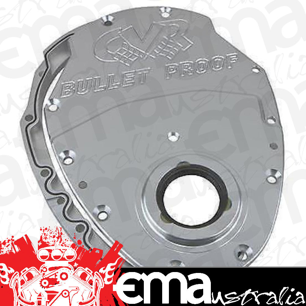 CVR CVRTC2350CL Chev SB V8 Billet Alloy 2 Piece Timing Cover Clear Anodized