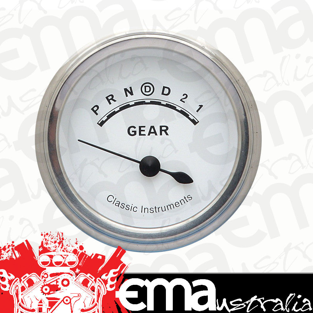 Classic Instruments CW06SLF Classic White - Gear Indicator Gauge w/ Overdrive 2-1/8"