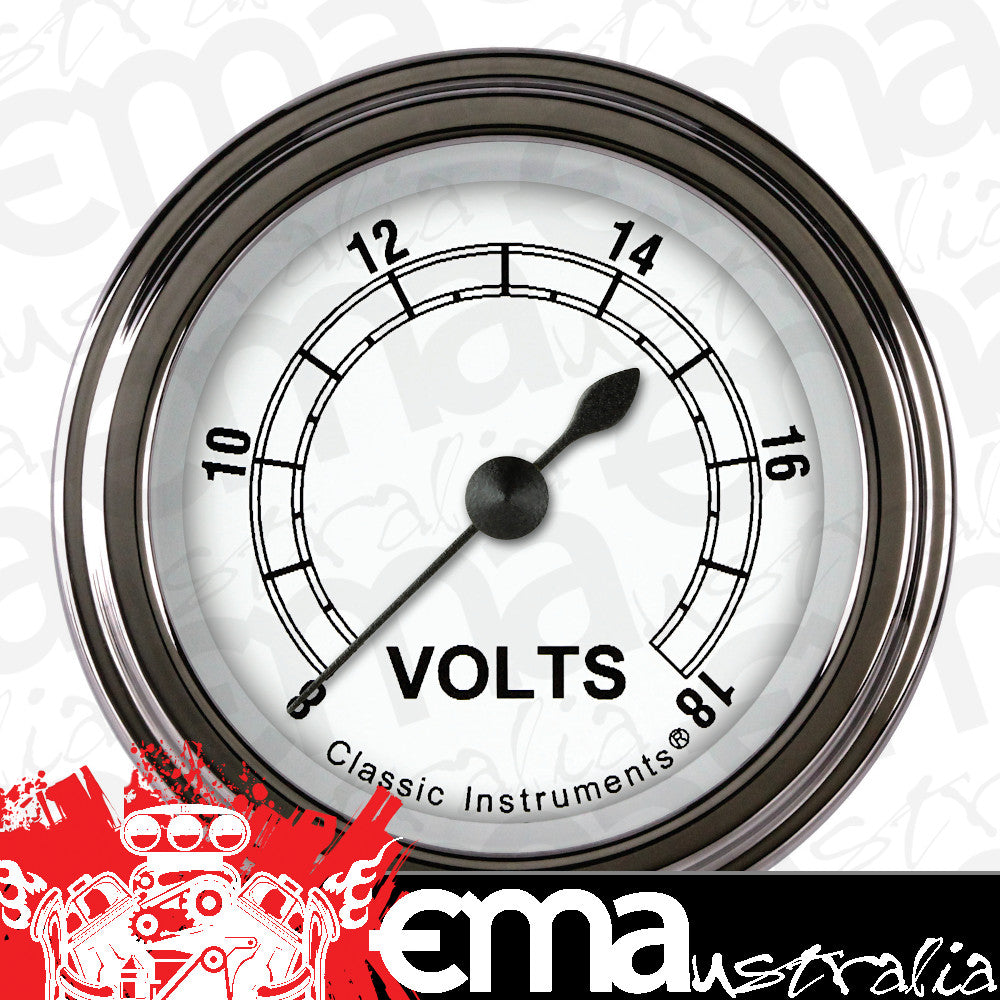 Classic Instruments CW130SLF Classic White - Volt Gauge Full Sweep 2-1/8"