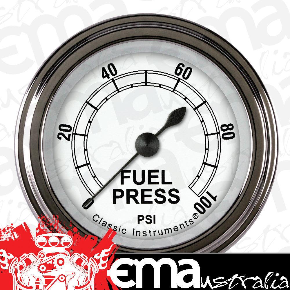 Classic Instruments CW146SLF Classic White 2-1/8" Full Sweep Fuel Pressure 100
