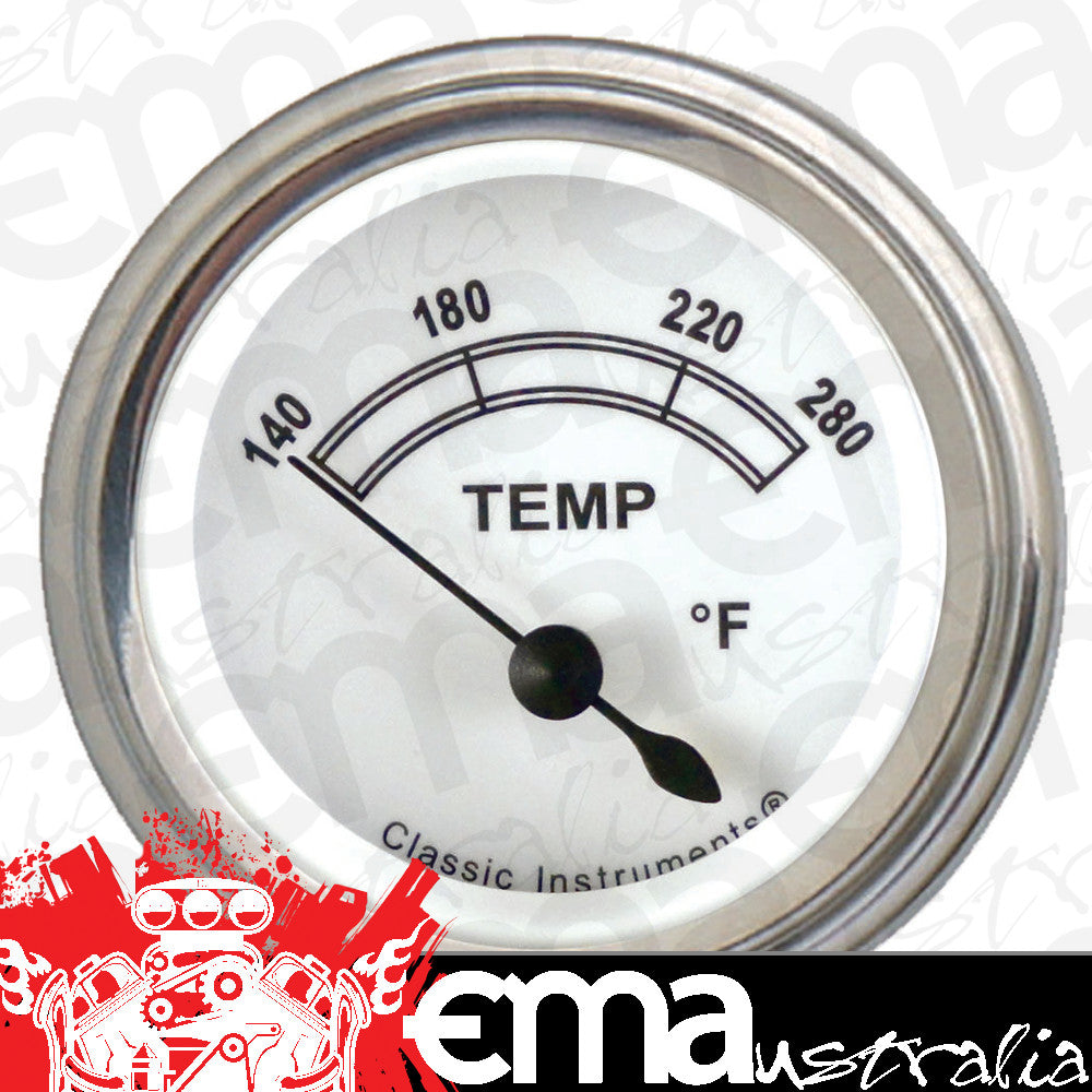 Classic Instruments CW26SLF Classic White - Water Temp Gauge 2-1/6"