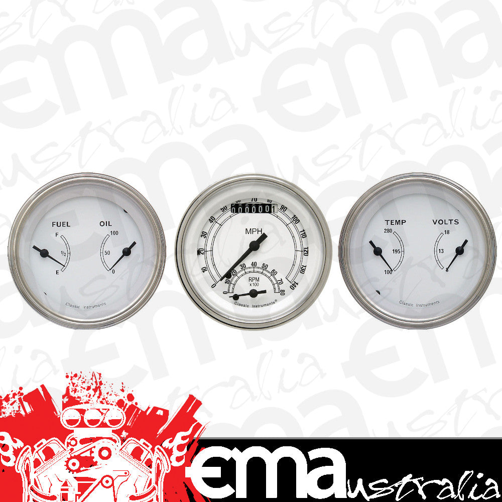 Classic Instruments CW34SLF Classic White 3-3/8" Ultimate & 2 Duals