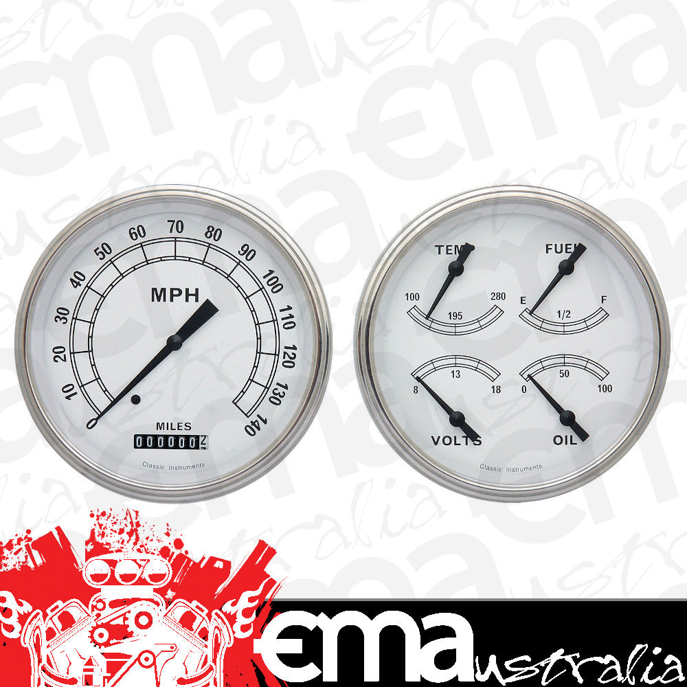 Classic Instruments CW52SLF Classic White 4 - 5/8" Speedo & Quad