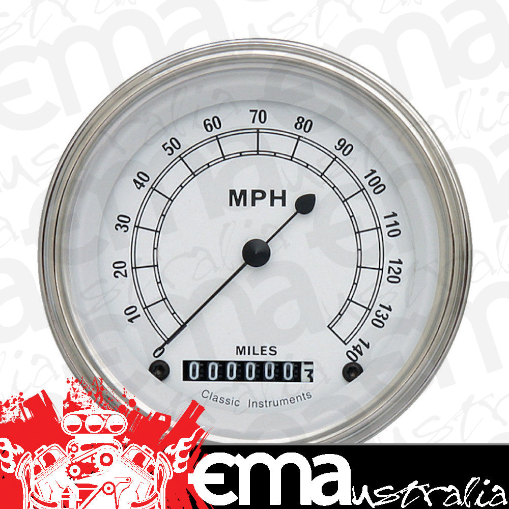 Classic Instruments CW55SLF Classic White 3-3/8" Speedometer 140 MPH