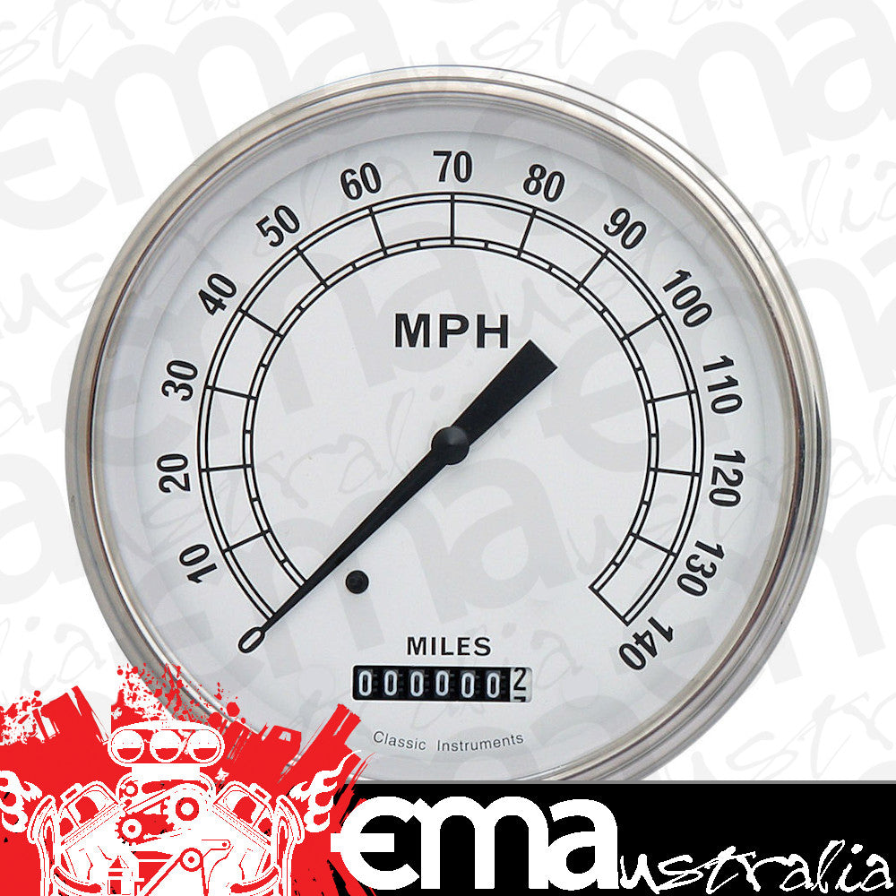 Classic Instruments CW56SLF Classic White - Speedometer Gauge 4-5/8"