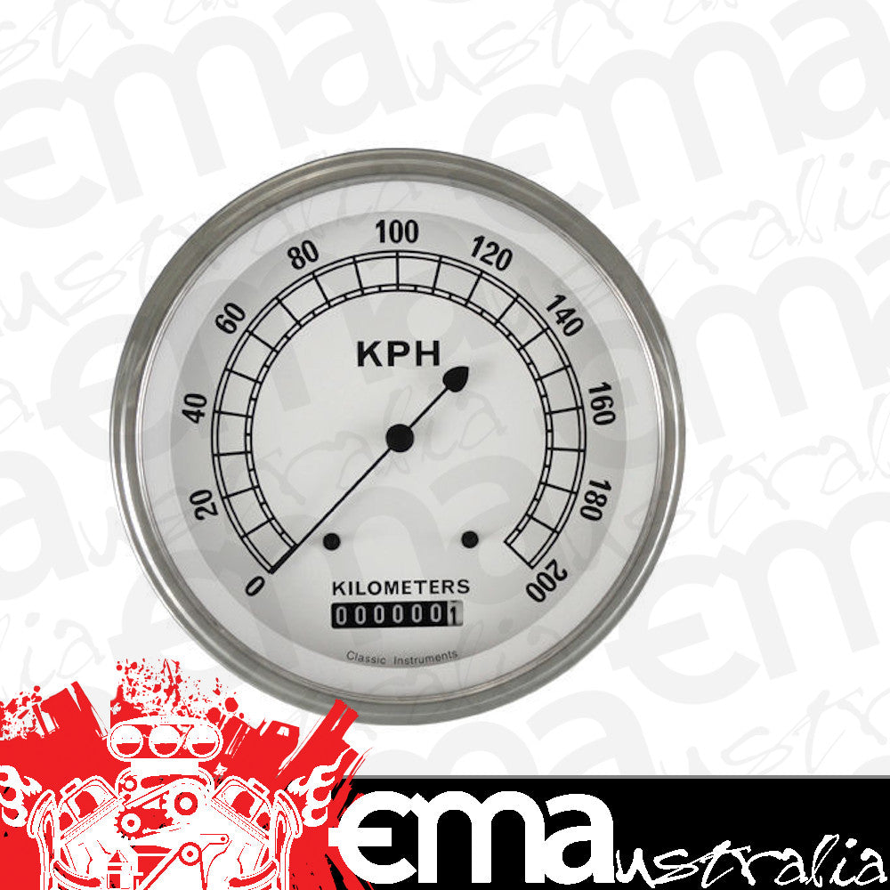Classic Instruments CW58SLF Classic White - Speedometer Gauge 4-5/8" (stock KPH)