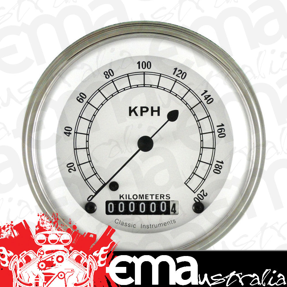 Classic Instruments CW59SLF Classic White - Speedometer Gauge 3-3/8" (stock KPH)