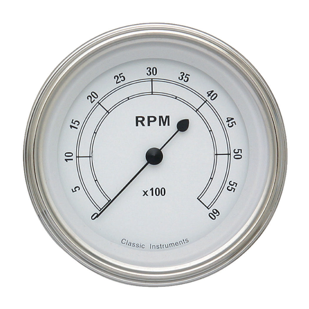 Classic Instruments CW60SLF Classic White - Tachometer 6K RPM 3-3/8"
