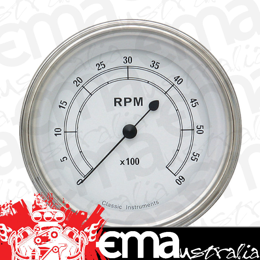 Classic Instruments | CW60SLF | White - Tachometer 6K RPM 3-3/8"