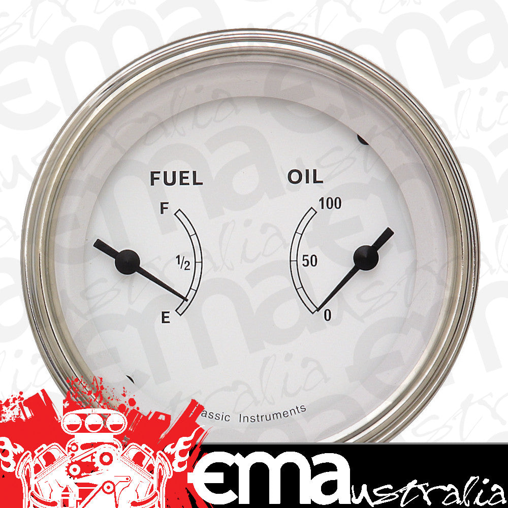 Classic Instruments CW72SLF Classic White - Dual Gauge Oil & Fuel (240-33 OHM)