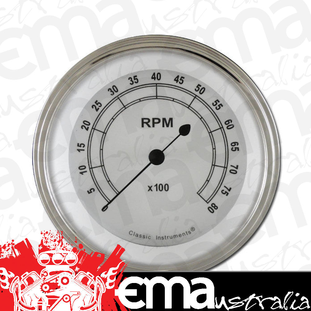 Classic Instruments CW80SLF Classic White - Tachometer 8K RPM 3-3/8"