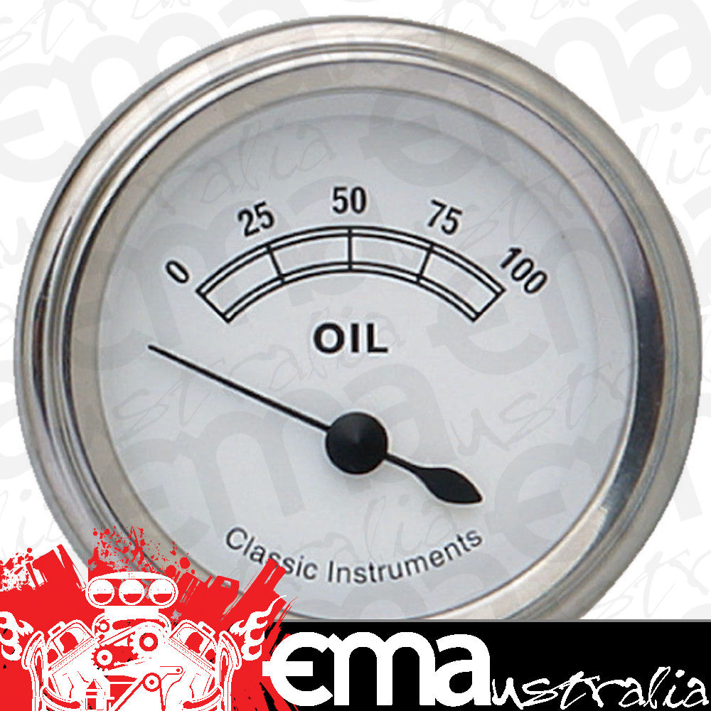 Classic Instruments CW81SLF White - Oil Pressure Gauge 2-1/8"