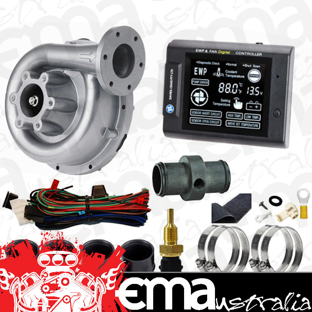 Davies Craig DC8990 EWP & LCD Controller Kit Aluminium Electric Water Pump - 130 Litres/Min Engines 6-8 Cyl Over 400 Hp & Heavy Duty 4Wd'S