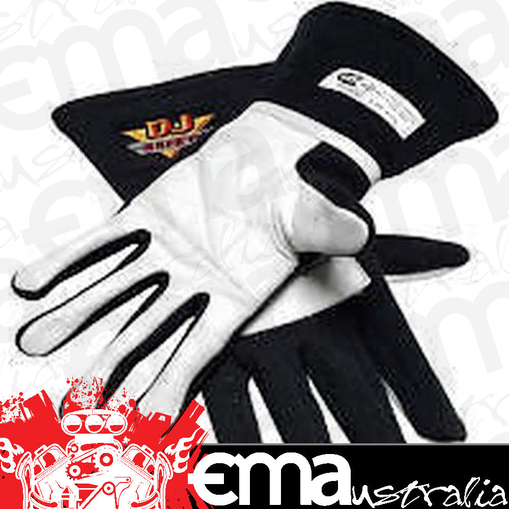DJ Safety DJ022039 2 Layer SFI 3.3/5 Racing GlOves Medium Nomex & Leather Black