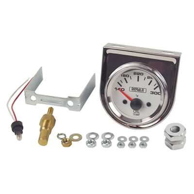 Derale DP13009 Lighted Black On White 2-1/16" Electric Oil Temp Gauge 140-300¶ø F