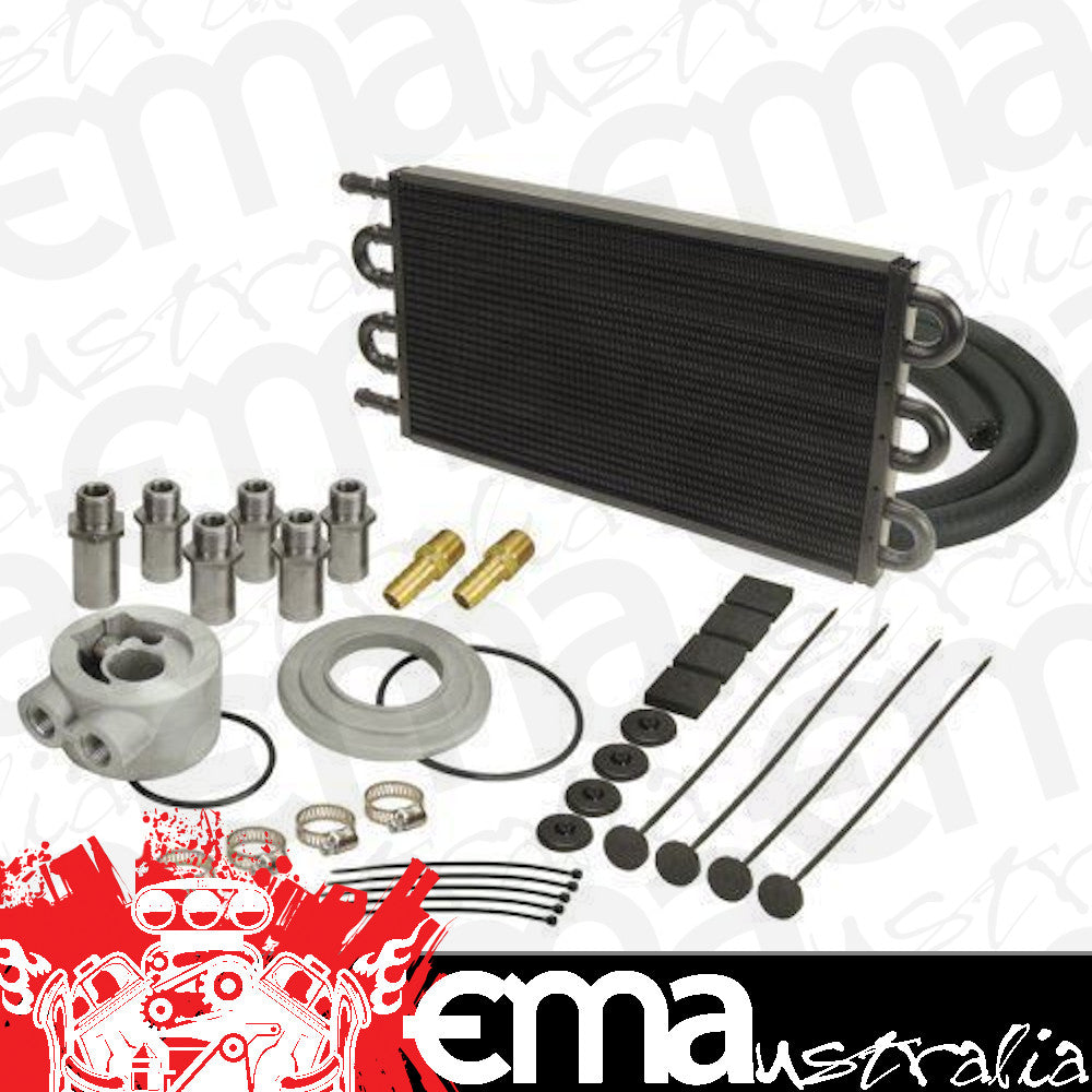 Derale 15505 6 Pass Series 7000 Alum/Copper Universal Engine Oil Cooler Kit Sandwich Adapter