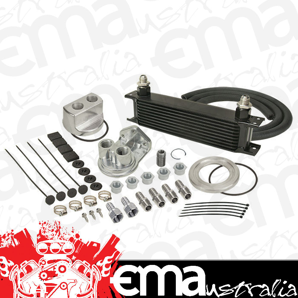 Derale 15651 10 Row Series 10000 Stack Plate Universal Engine Oil Cooler Kit, Spin On Adapter