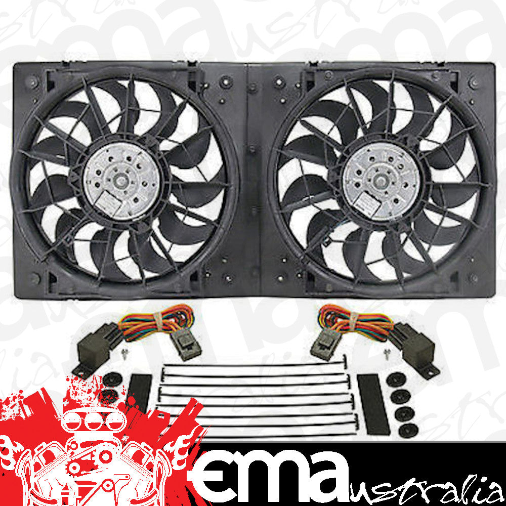 Derale Cooling Products DP16928 12" Dual Electric Fan & Shroud Kit, 28-5/8"W X 13-7/8"H X 3-1/4"D
