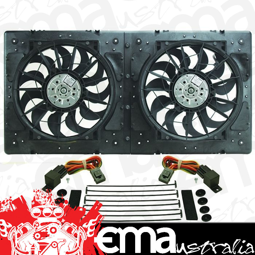 Derale Cooling Products DP16934 12" Dual Electric Fan & Shroud Kit, 31-3/8"W X 15-3/4"H X 3-1/4"