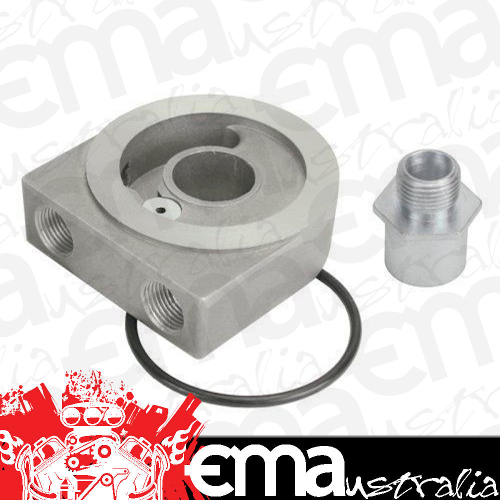 Derale 25773 Low Profile Pressure relief Sandwich Adapter w/ 3/8" NPT Ports & 18x1.5mm Thread