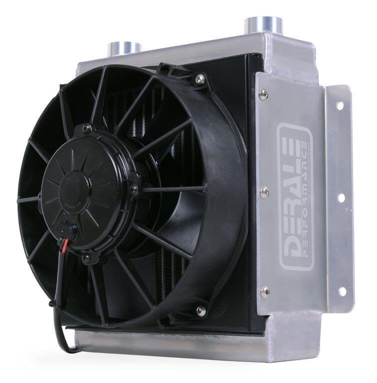 Derale 65861 18 Row Hi-Flow Racing Remote Fluid Cooler with Single Fan, 7/8-14 UNF O-ring
