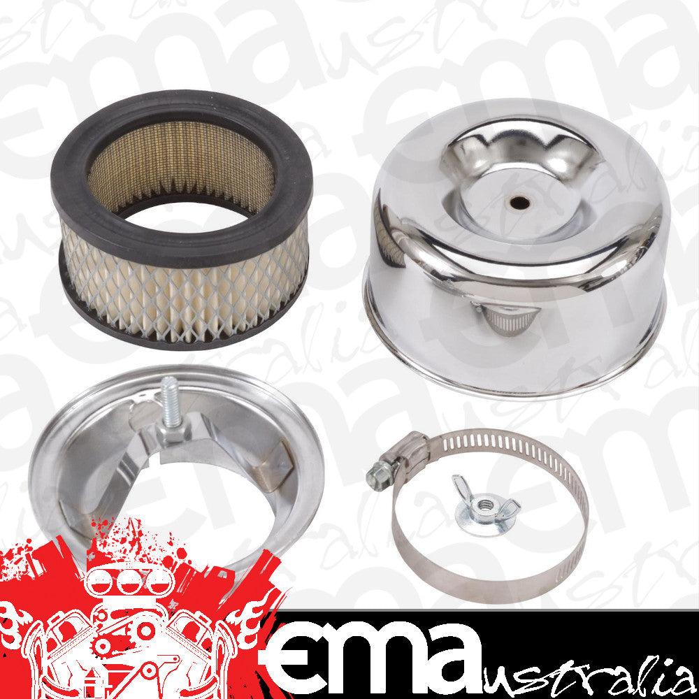 Edelbrock ED1202 Edelbrock Chrome 4.66" X 3.125" Air Cleaner Suits 94 Carburetor ED1202