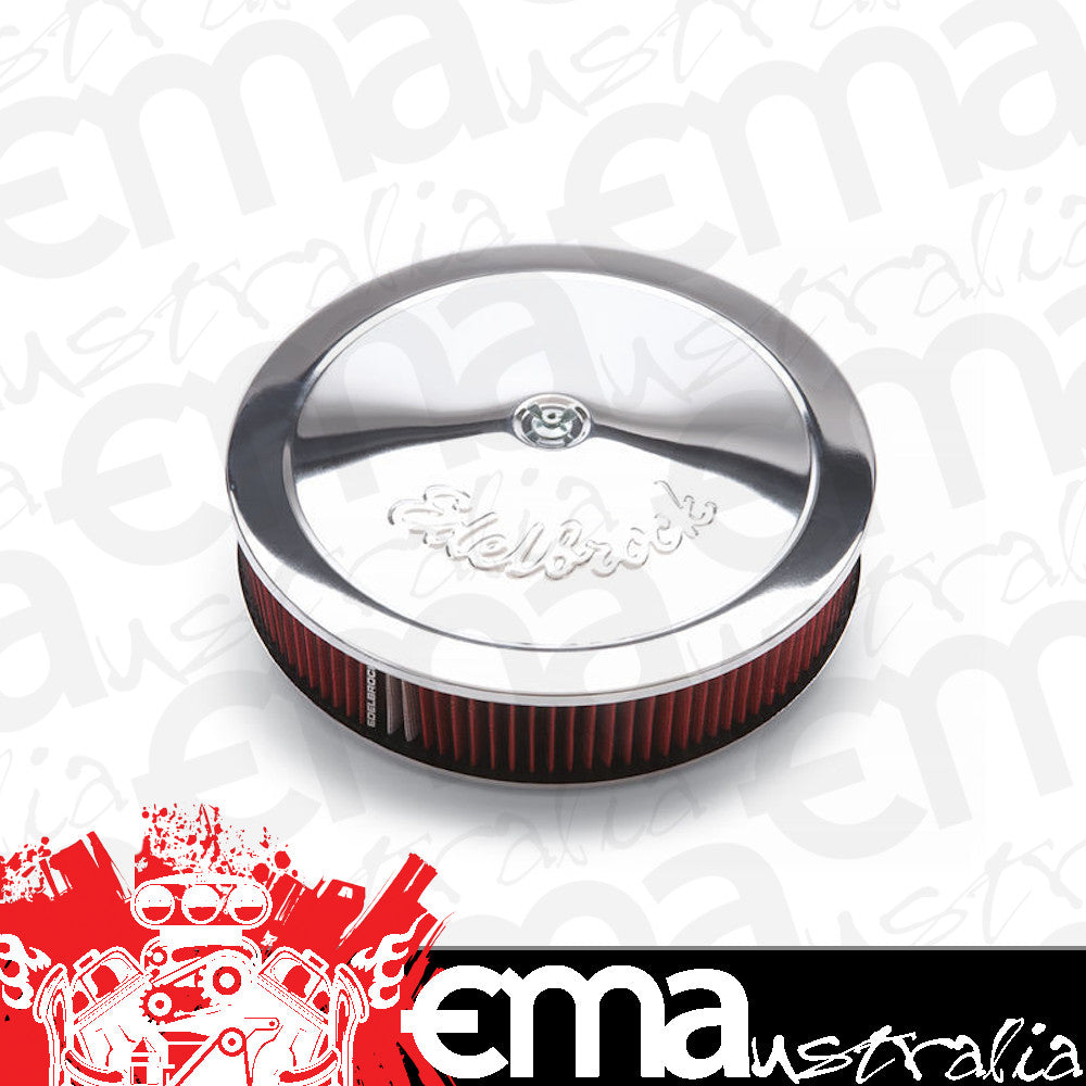Edelbrock 1224 Pro-Flo Chrome 14" Round Air Cleaner with 3" Cotton Element (Deep Flange)