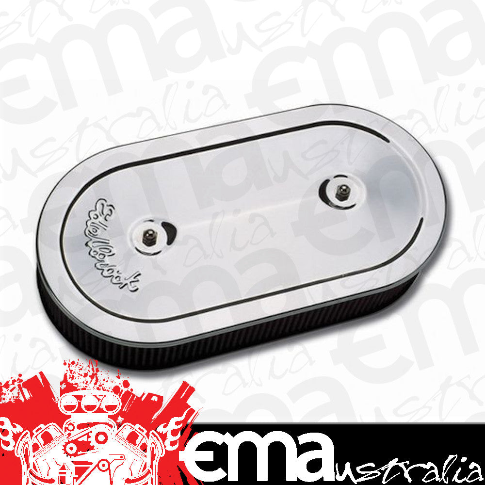 Edelbrock 1235 Pro-Flo Chrome Oval Air Cleaner for Dual-Quads - 2.5" Cotton Element