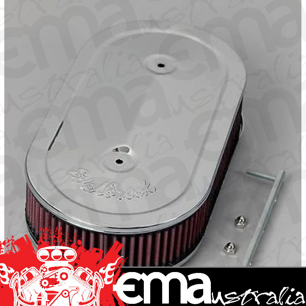 Edelbrock 1236 Pro-Flo Chrome Oval Air Cleaner for Single 4-bbl Carb - 2.5" Cotton Element