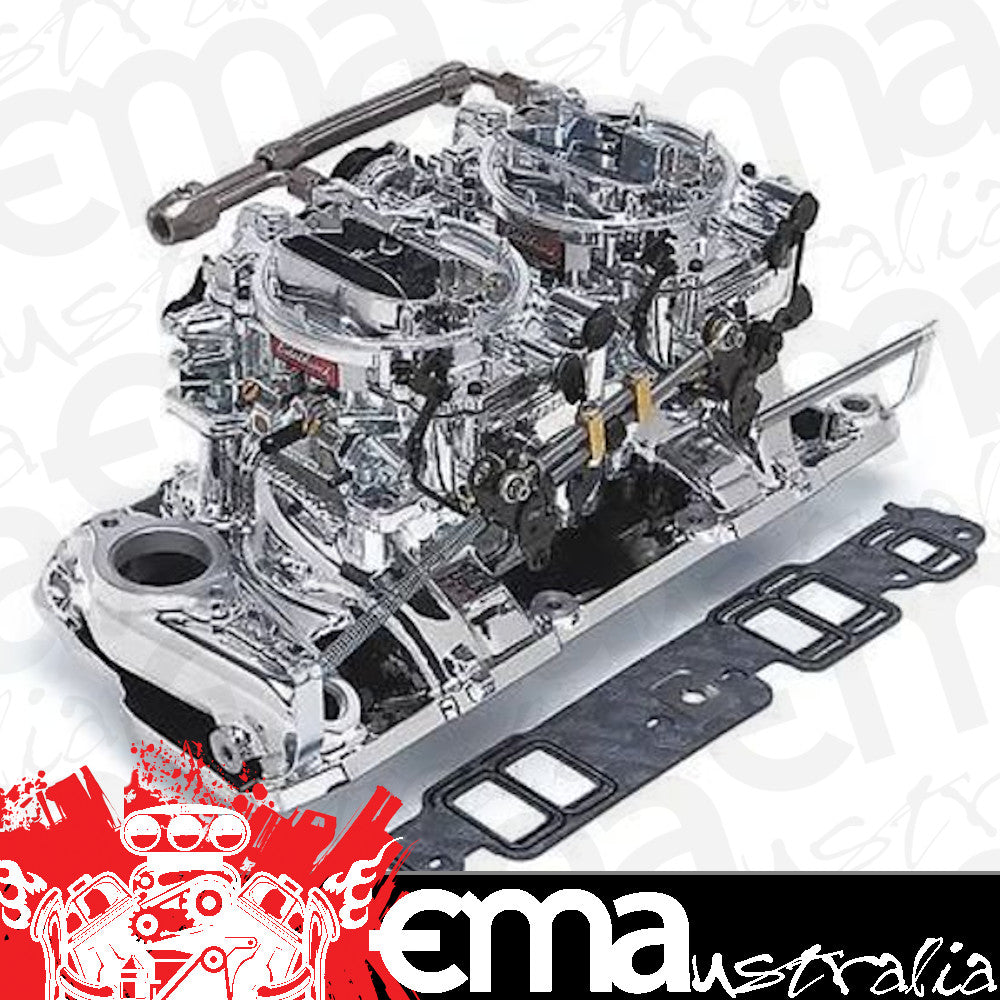 Edelbrock 20254 RPM Dual-Quad Manifold And Carb Kit #20254 For1957-86 Small-Block Chevy