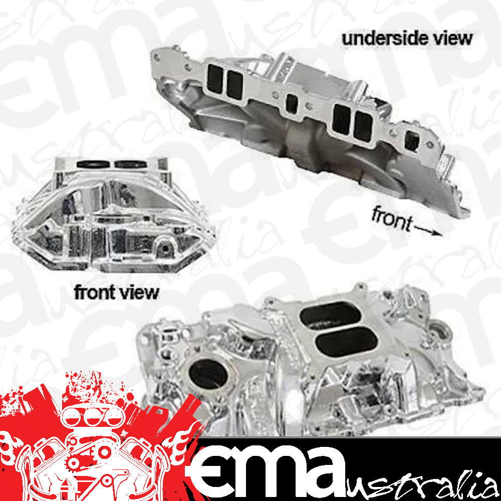 Edelbrock 27014 Performer EPS Intake Manifold for 1955-86 Small-Block Chevy, EnduraShine Finish