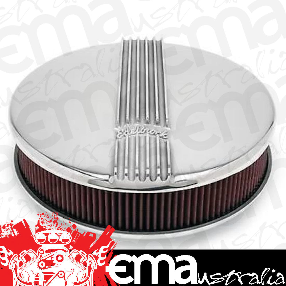 Edelbrock 4117 Classic Series Polished Round Air Cleaner for Single 4-bbl Carb - 3" Element