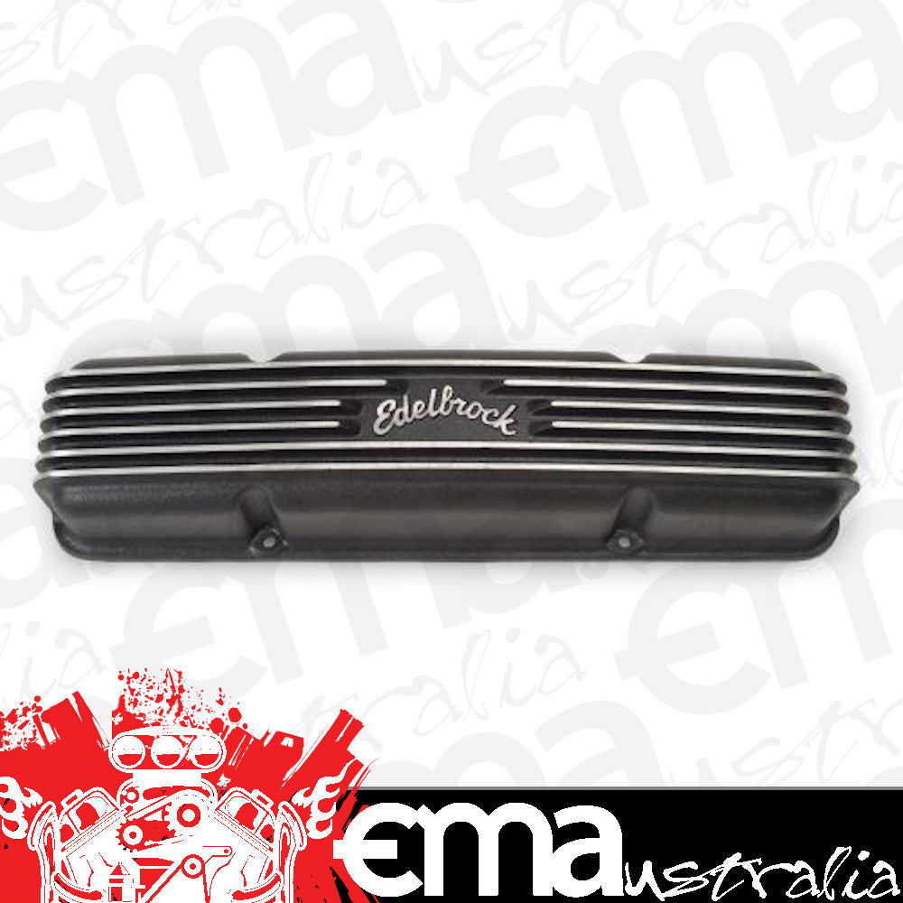 Edelbrock ED41453 Edelbrock Classic Series Chev SB 262-400 V8 Alloy Valve Covers Black ED41453