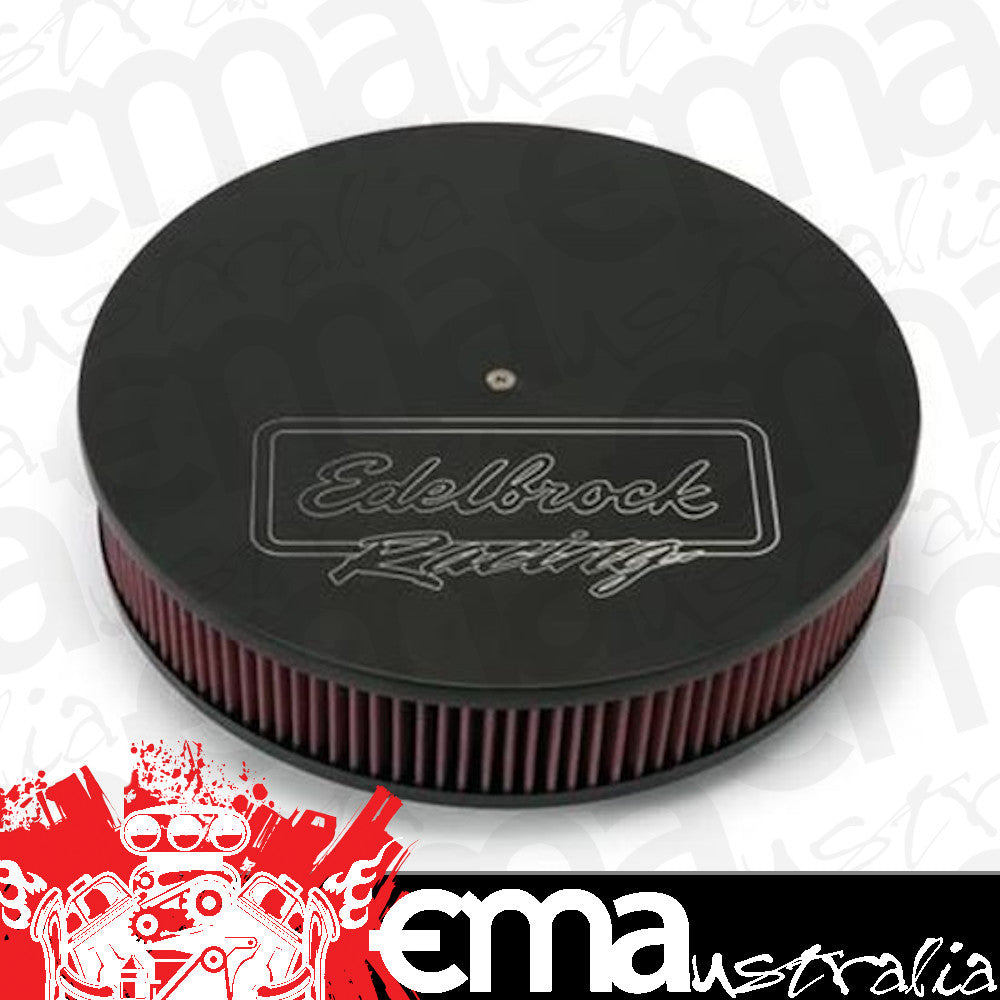 Edelbrock 41613 Victor Series Round Air Cleaner, 14" diameter with 3" element, Black Finish