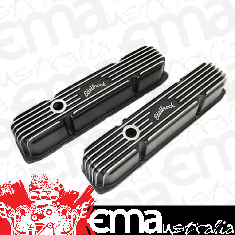 Edelbrock ED41923 Edelbrock Classic Series Chrysler BB Alloy Valve Covers Black ED41923
