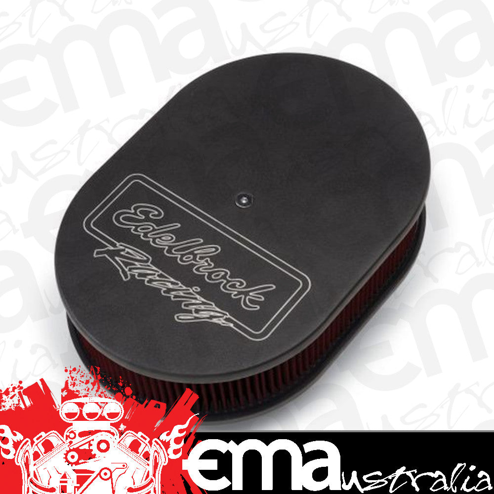 Edelbrock 42203 Victor Series Black Oval Air Cleaner - 2.4" Cotton Element for Dual-Quads
