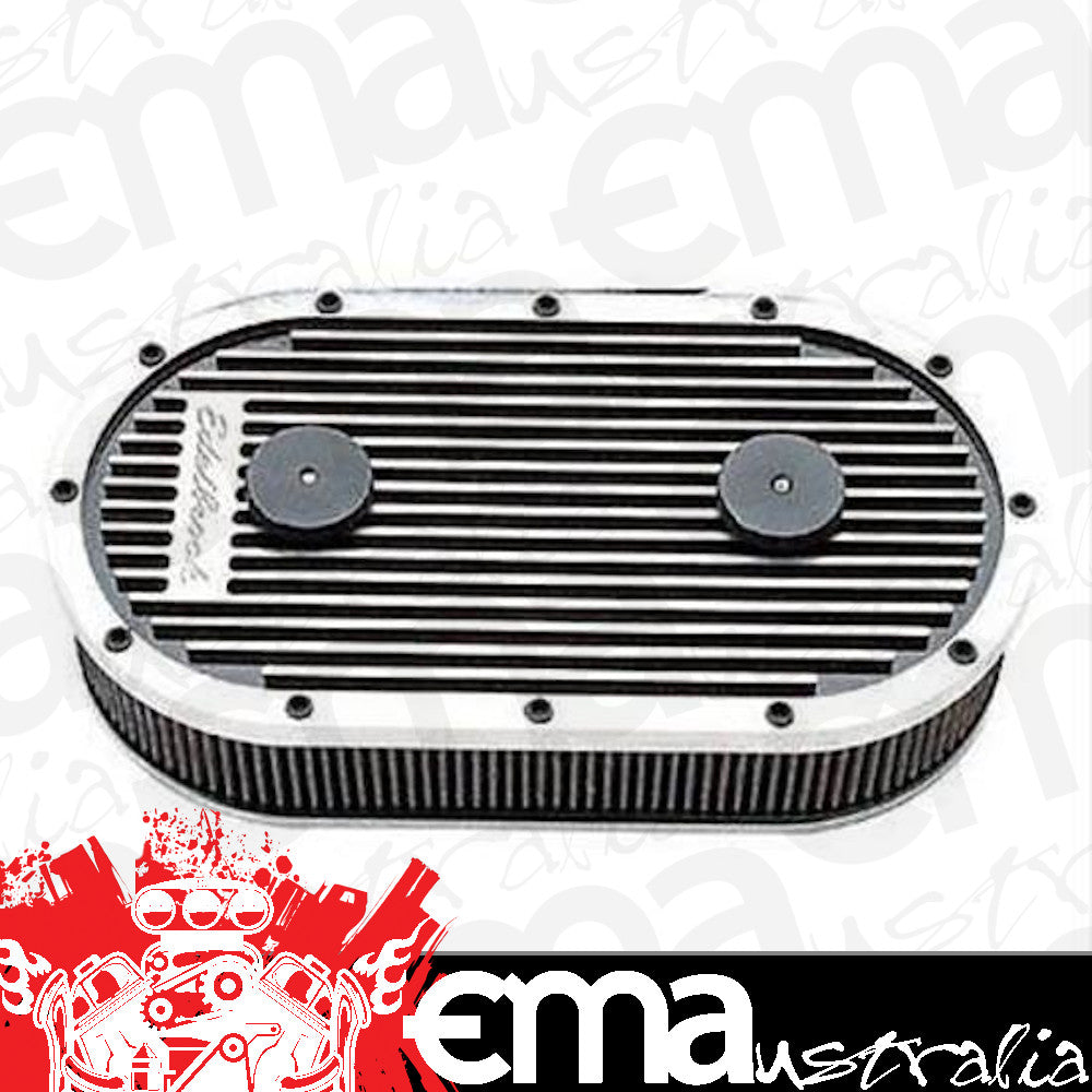 Edelbrock ED4235 Elite Series Oval Air Cleaner for Dual Quad Carbs 13.5"L x 7"W