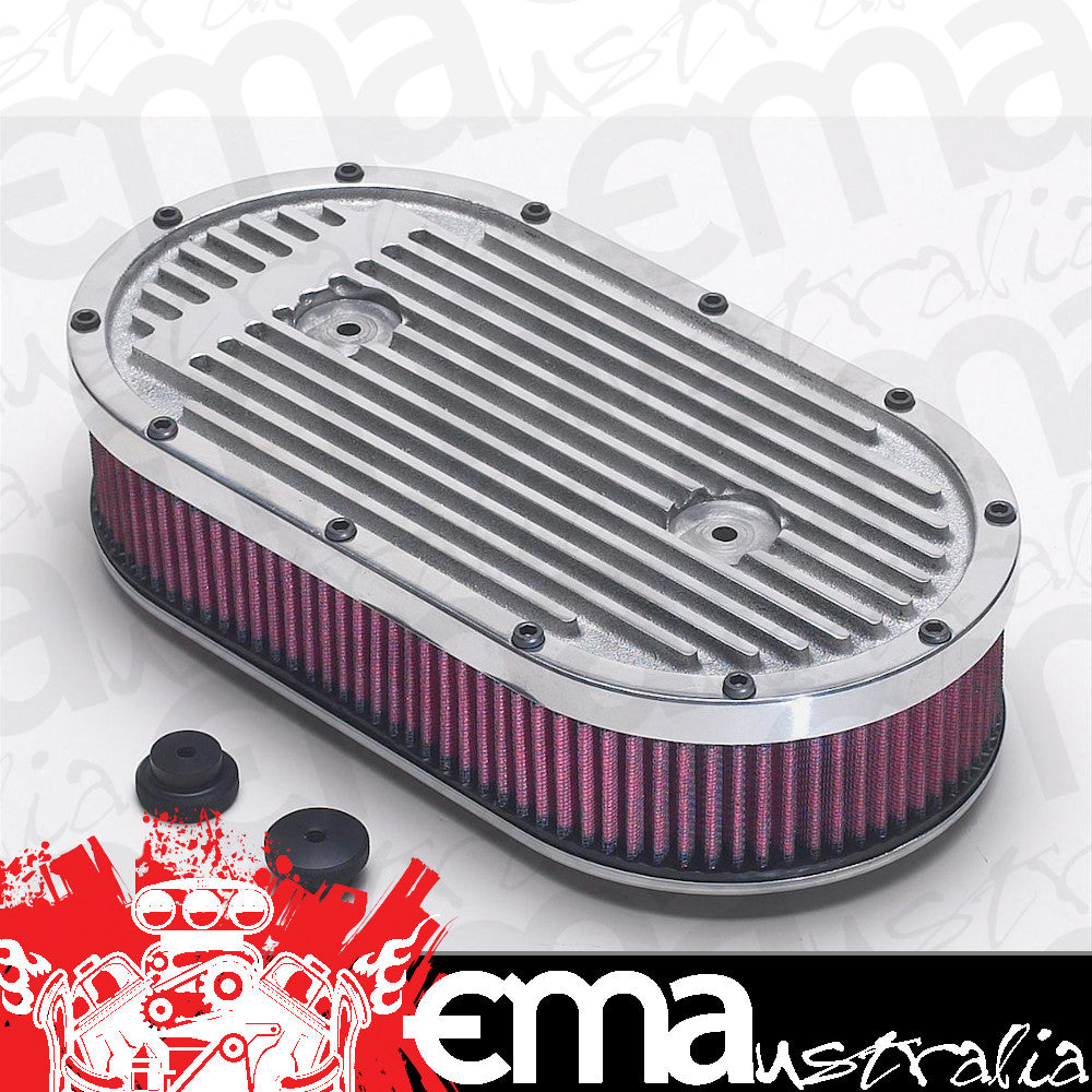 Edelbrock ED4237 Edelbrock Elite Series Finned Oval Air Cleaner for Dual Quads Polished ED4237