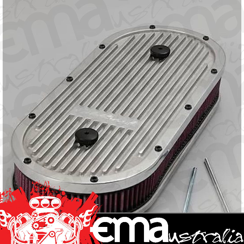 Edelbrock ED4239 Edelbrock Elite Series Oval Air Cleaner for Three 2-Barrel Carbs ED4239