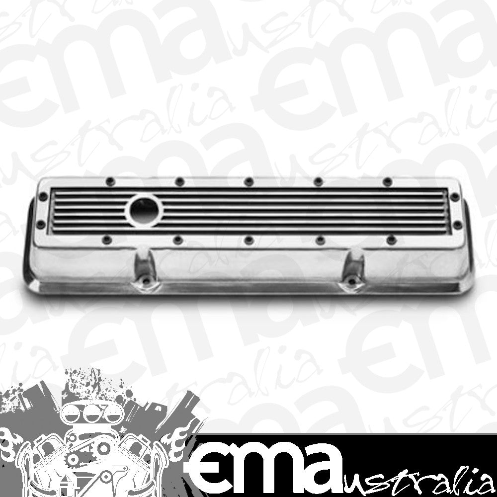 Edelbrock ED4244 Elite Series Valve Covers - Polished Finish Small Block Chevy Low Profile Without Logo 3" Overall Ht. ED4244