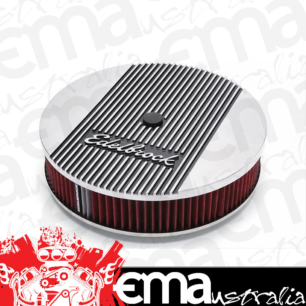 Edelbrock 4266 Elite 2 Series Polished 14" Round Air Cleaner - 3" Pro-Flo Element (Deep Flange)