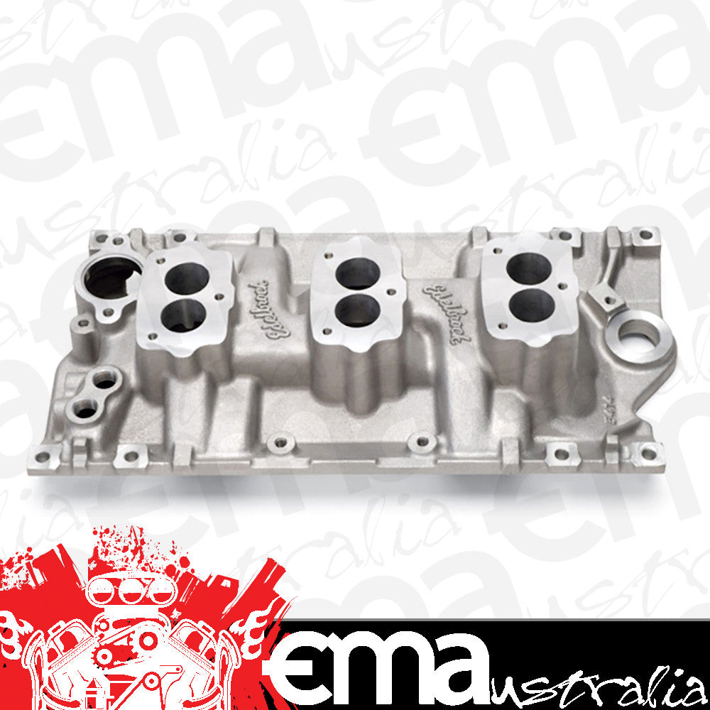 Edelbrock ED5414 Three Duce Intake Manifold C-357-B suit SB Chev Vortec W/ Edelbrock 94 3-Bolt Carburettors ED5414