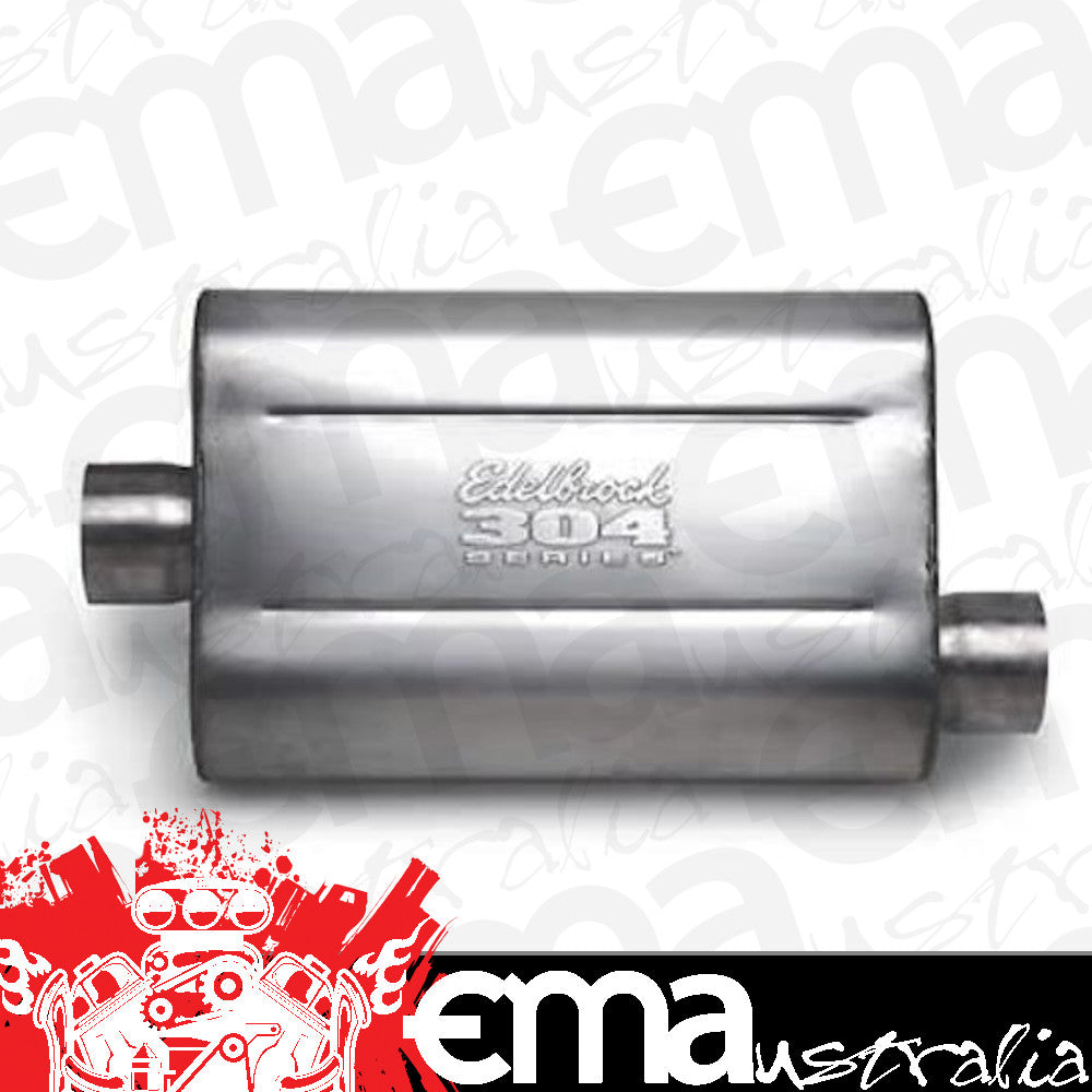 Edelbrock ED55752 Muffler 2.50" S/S Offset In Center Out Edelbrock 55752