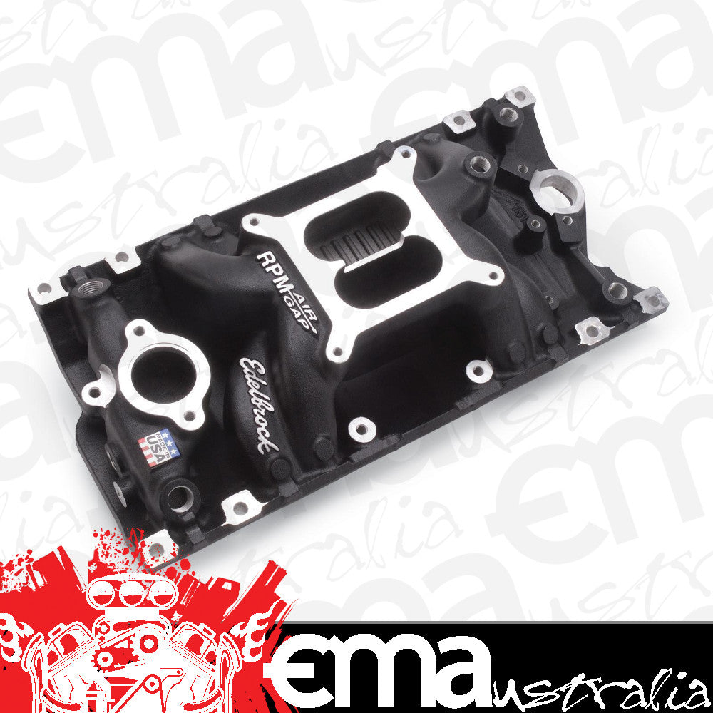 Edelbrock 75163 Performer RPM AIR-GAP Small Block Chevy Vortec Black Intake Manifold