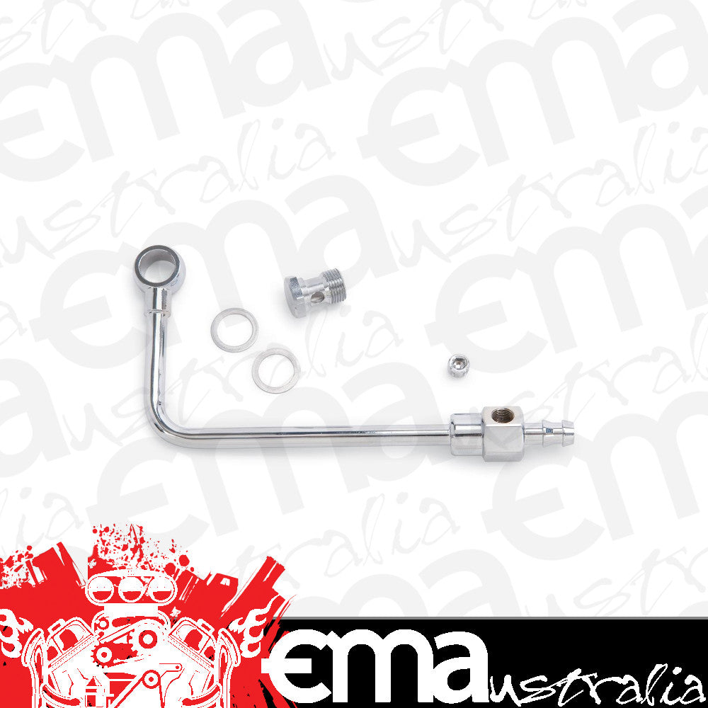 Edelbrock 8126 Chrome Steel Fuel Line With 3/8" Barbed End Inlet Without Fuel Filter