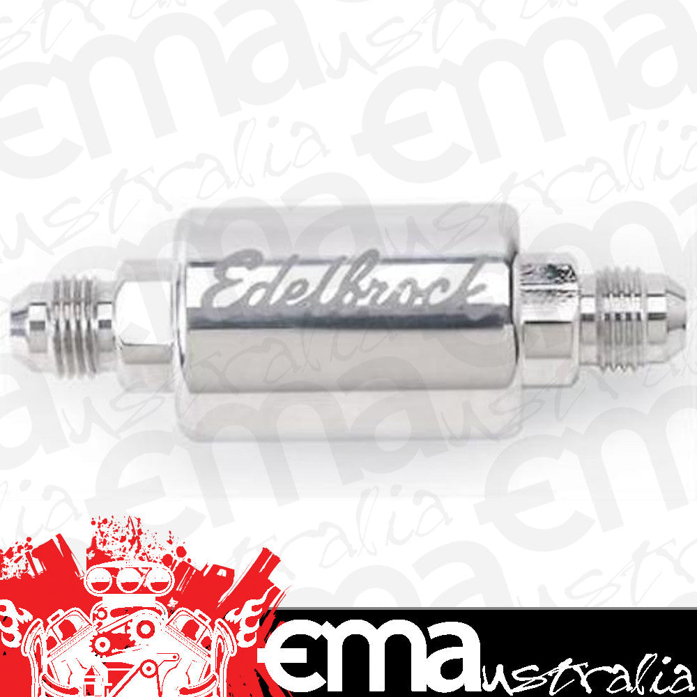 Edelbrock ED8129 Edelbrock Polished Aluminium In-Line Fuel Filter 6 An Male Inlet/Outlet ED 8129