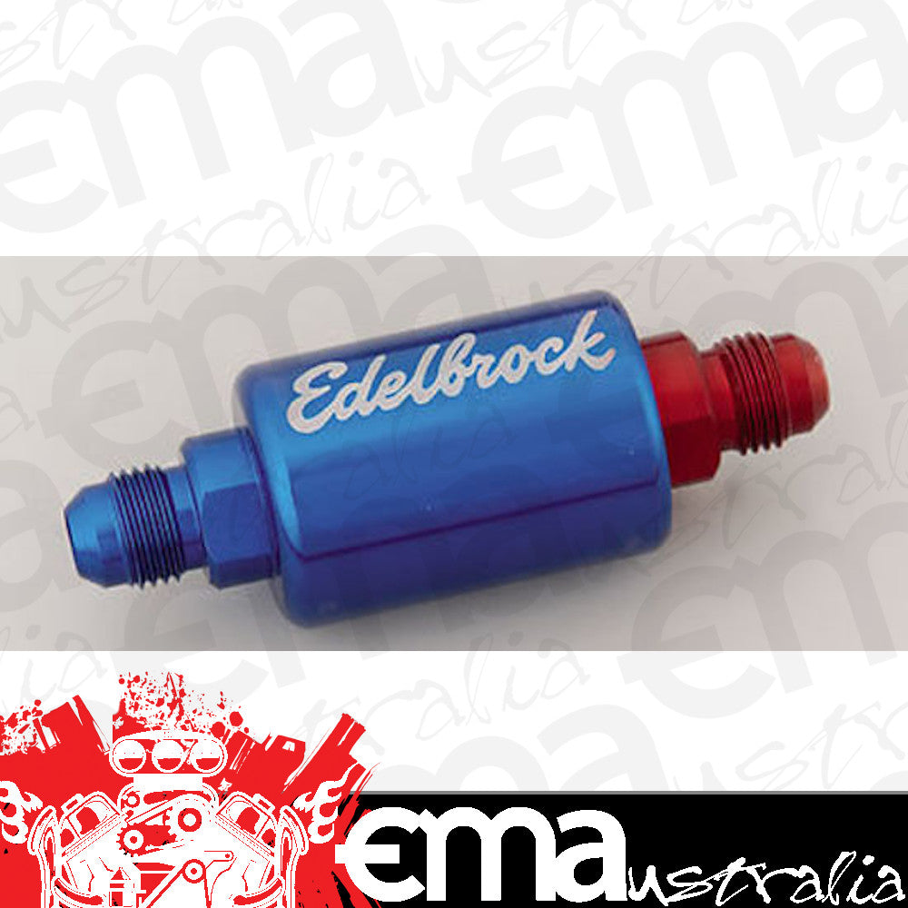Edelbrock 8130 High Flow Billet Aluminum Fuel Filter in Blue Finish