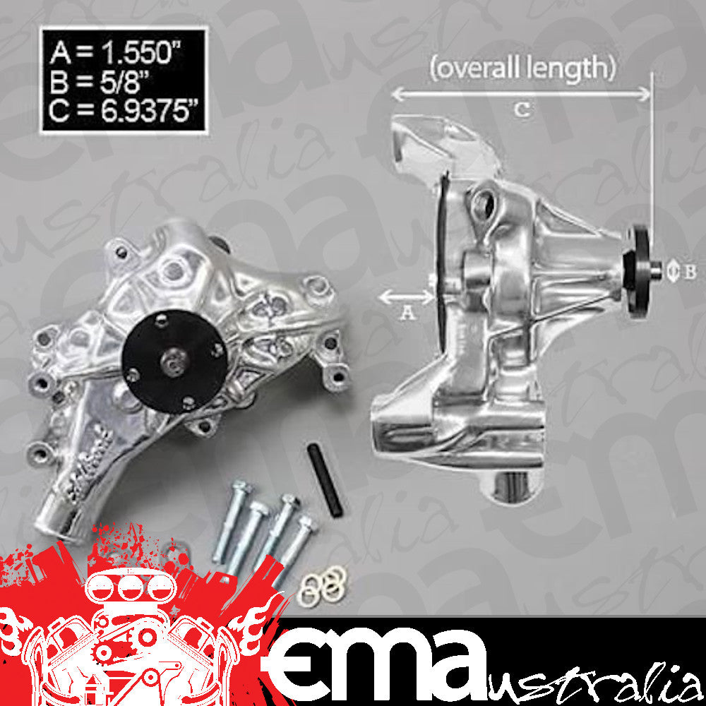 Edelbrock ED8821 Chev SB Victor Series High Volume Alloy Water Pump Long Polished